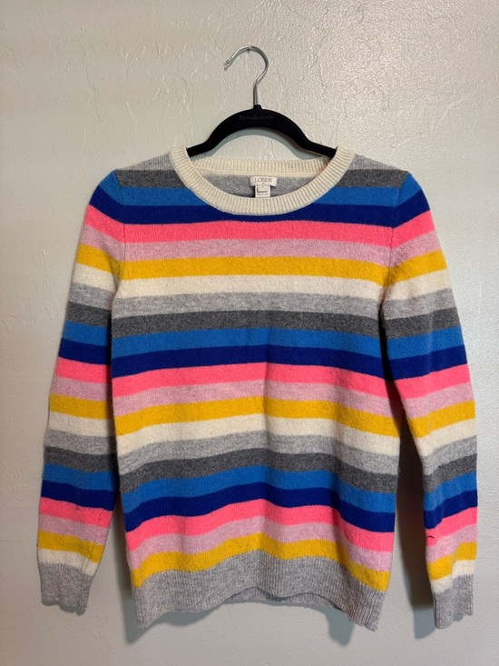 J. Crew Sweaters - J. Crew Multicolor Stripe Crewneck Sweater - lamb wool blend